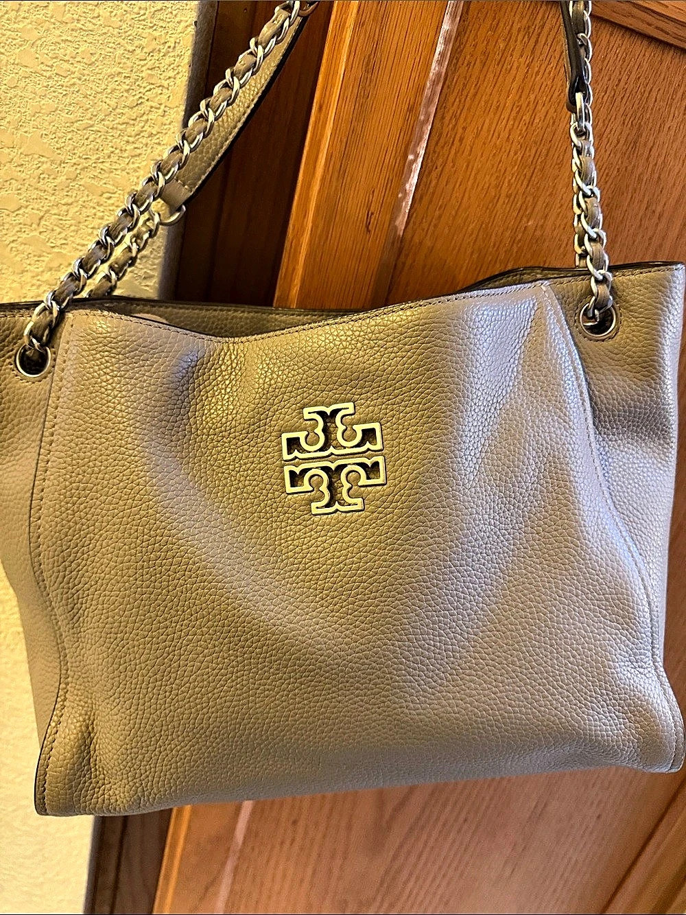 Tory Burch Britten Triple Compartment Shoulder Tote Gray